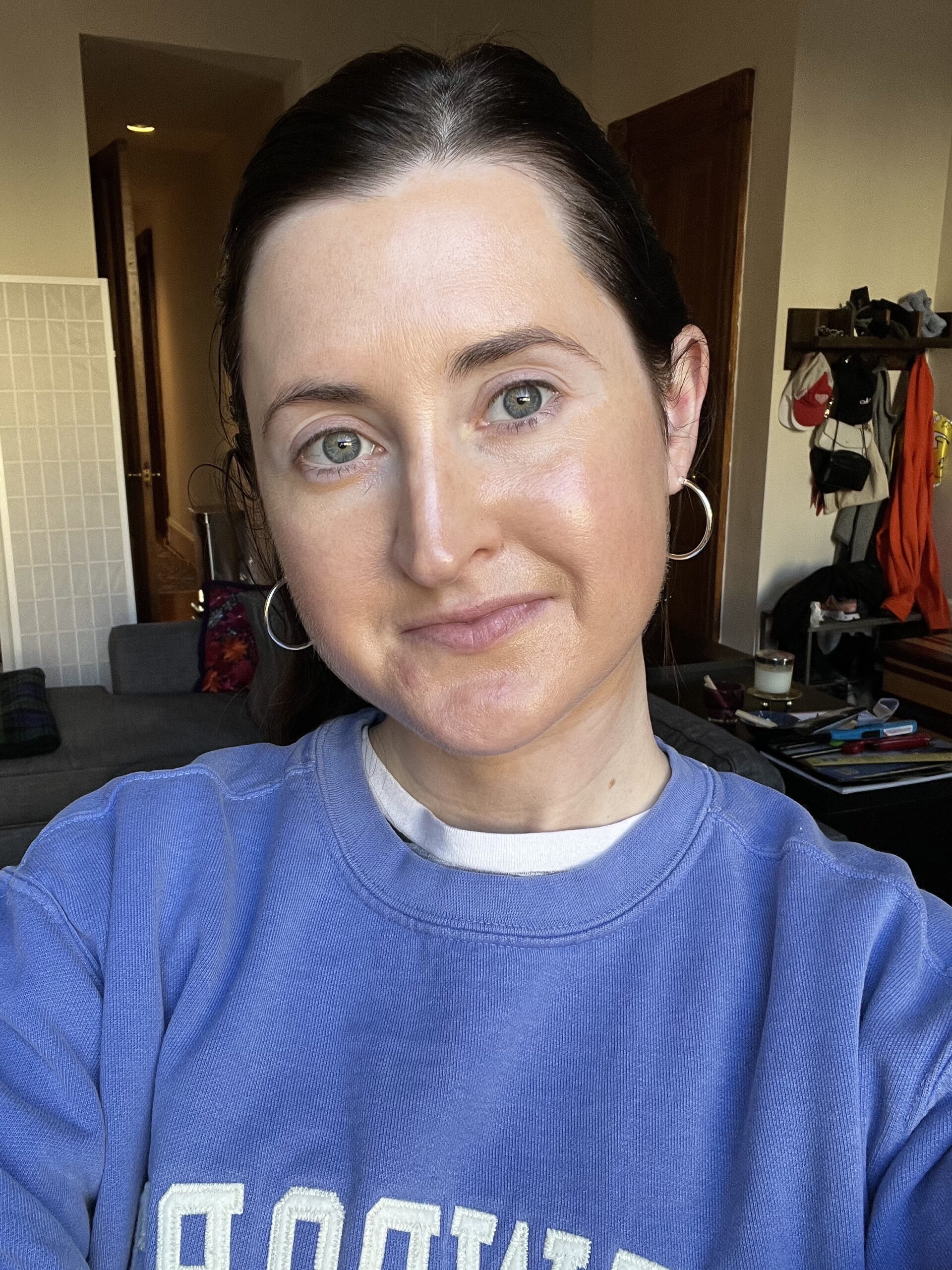 My skin with Alastin Tinted Sunscreen on My skin with just the Alastin Tinted Sunscreen on